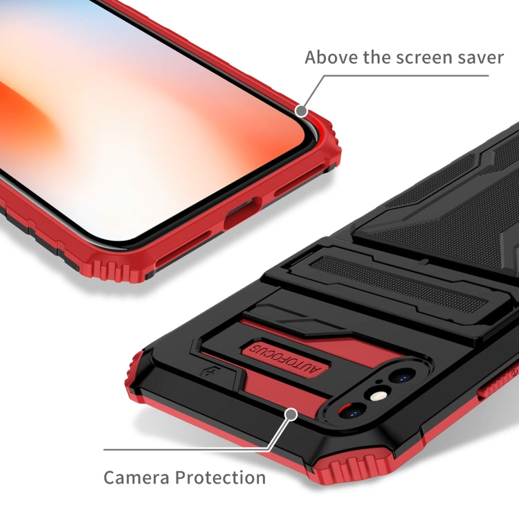 For iPhone XS Max Kickstand Armor Card Wallet Phone Case