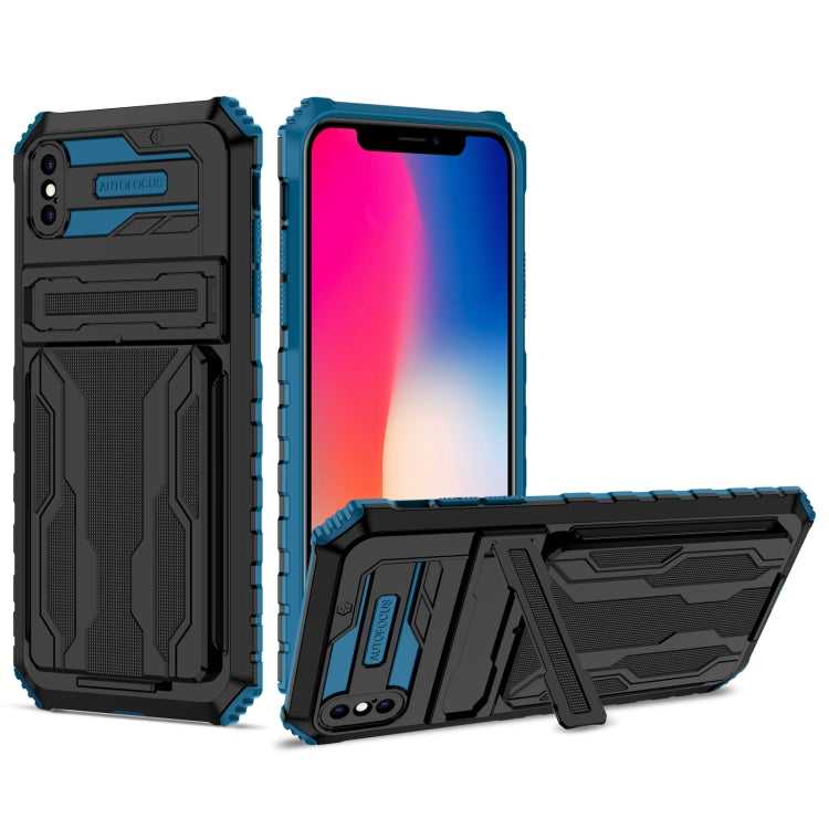 For iPhone XS Max Kickstand Armor Card Wallet Phone Case