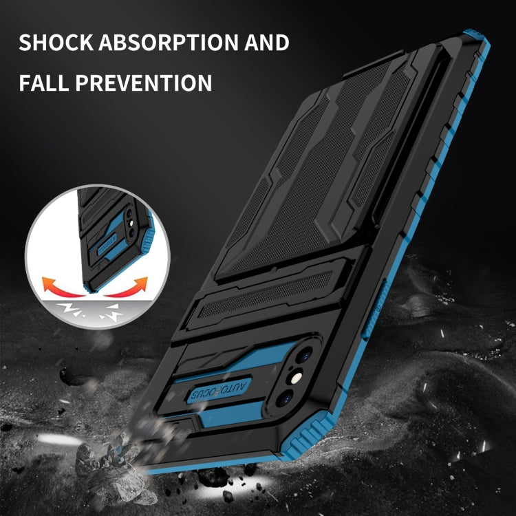 For iPhone XS Max Kickstand Armor Card Wallet Phone Case