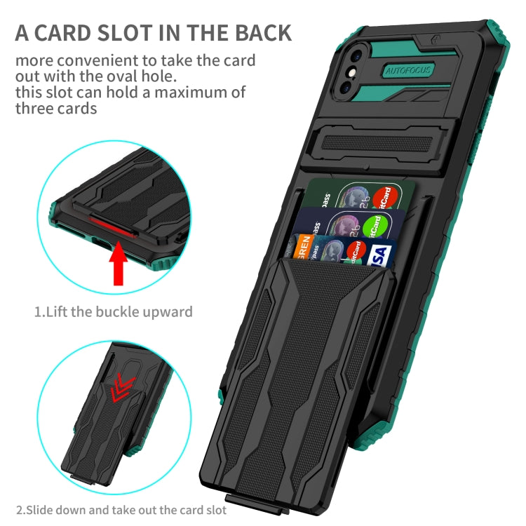 For iPhone XS Max Kickstand Armor Card Wallet Phone Case