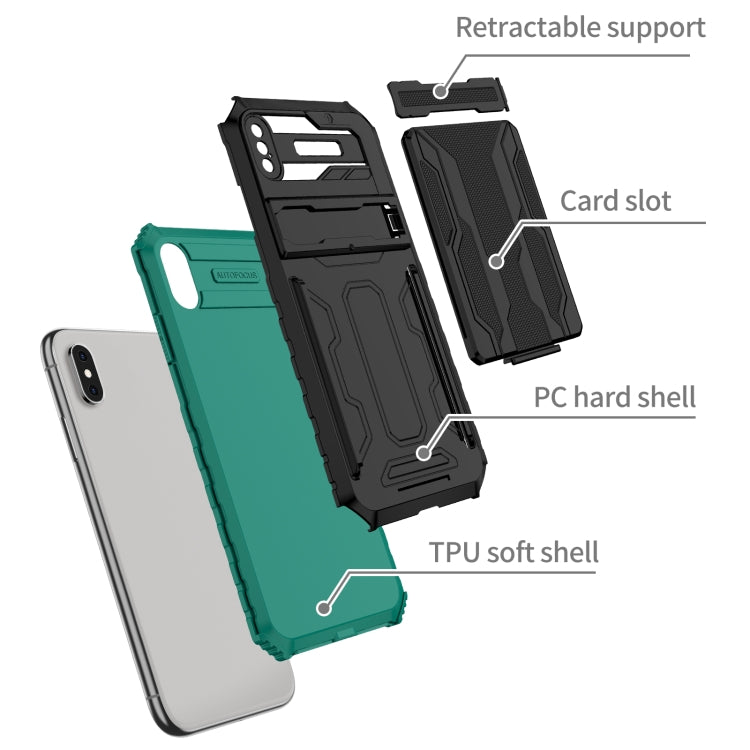 For iPhone XS Max Kickstand Armor Card Wallet Phone Case