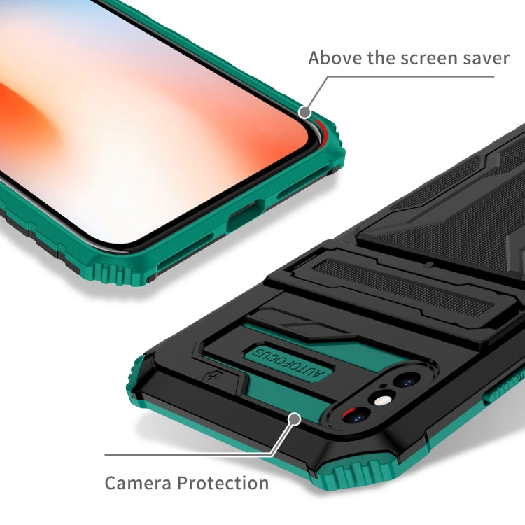 For iPhone XS Max Kickstand Armor Card Wallet Phone Case