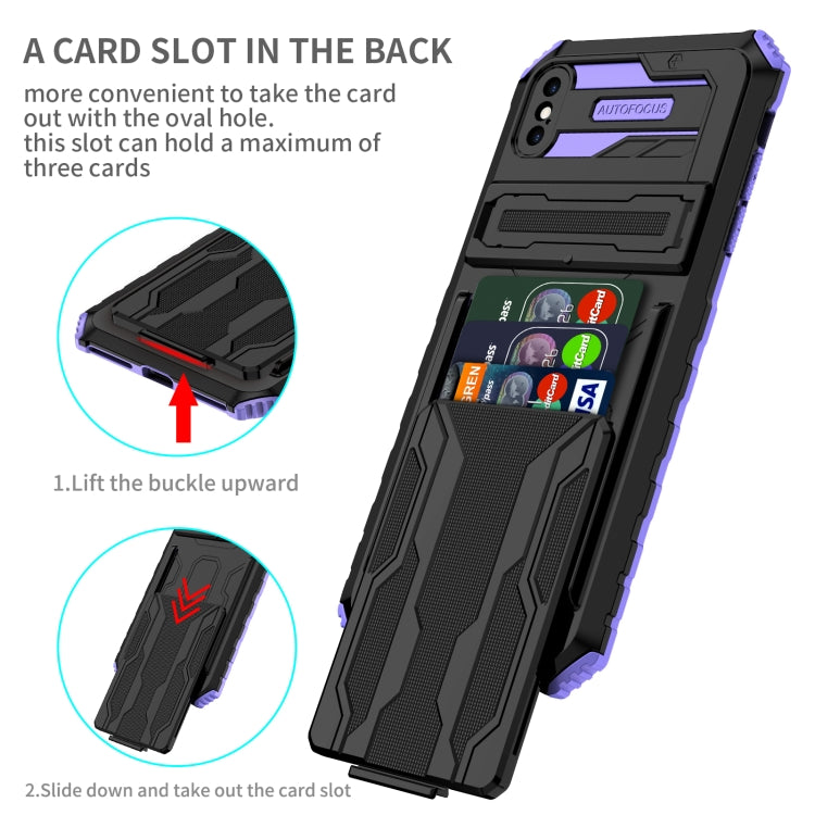 For iPhone XS Max Kickstand Armor Card Wallet Phone Case