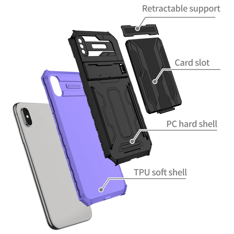 For iPhone XS Max Kickstand Armor Card Wallet Phone Case
