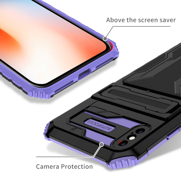 For iPhone XS Max Kickstand Armor Card Wallet Phone Case