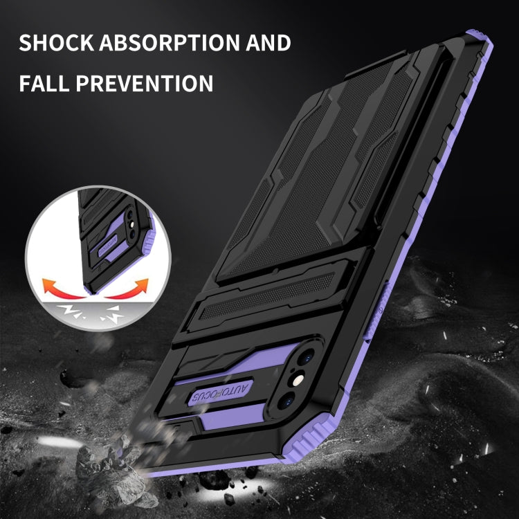 For iPhone XS Max Kickstand Armor Card Wallet Phone Case