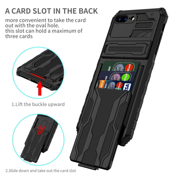 For iPhone SE 2022 / SE 2020 / 8 / 7 Kickstand Armor Card Wallet Phone Case