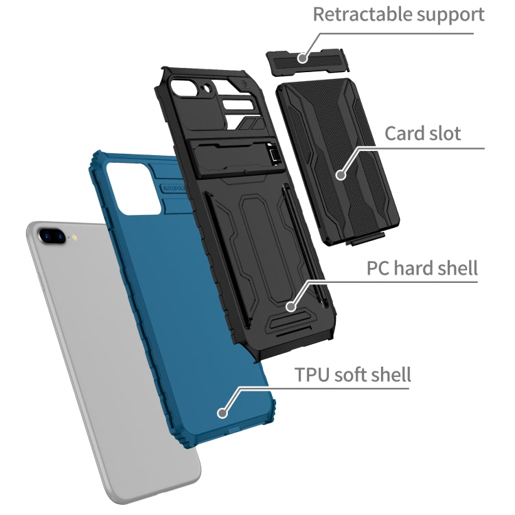For iPhone SE 2022 / SE 2020 / 8 / 7 Kickstand Armor Card Wallet Phone Case