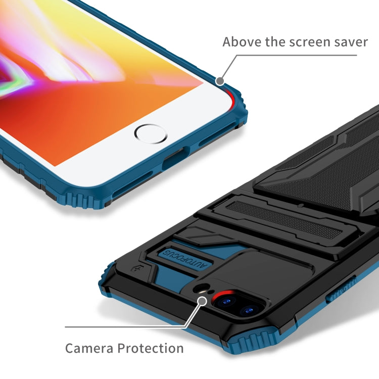 For iPhone SE 2022 / SE 2020 / 8 / 7 Kickstand Armor Card Wallet Phone Case
