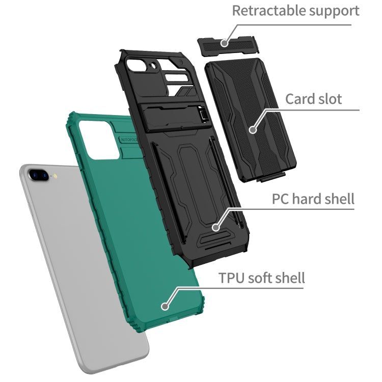 For iPhone SE 2022 / SE 2020 / 8 / 7 Kickstand Armor Card Wallet Phone Case