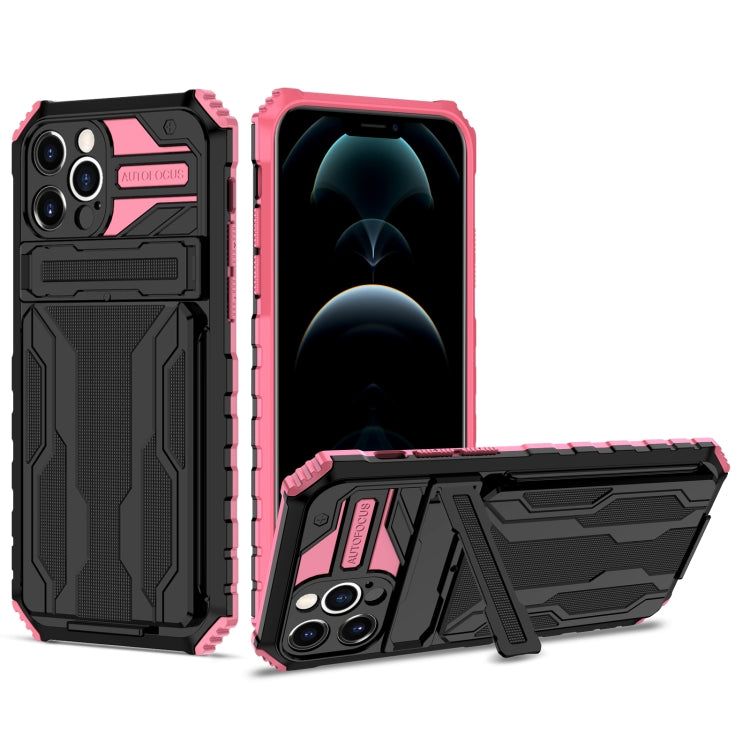 For iPhone 12 Pro Kickstand Armor Card Wallet Phone Case