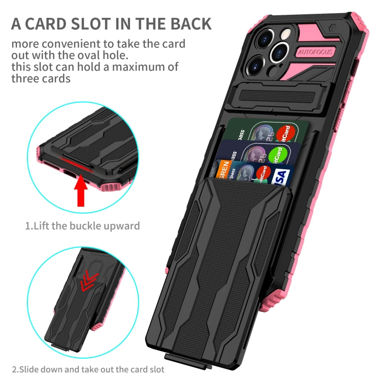 For iPhone 12 Pro Kickstand Armor Card Wallet Phone Case