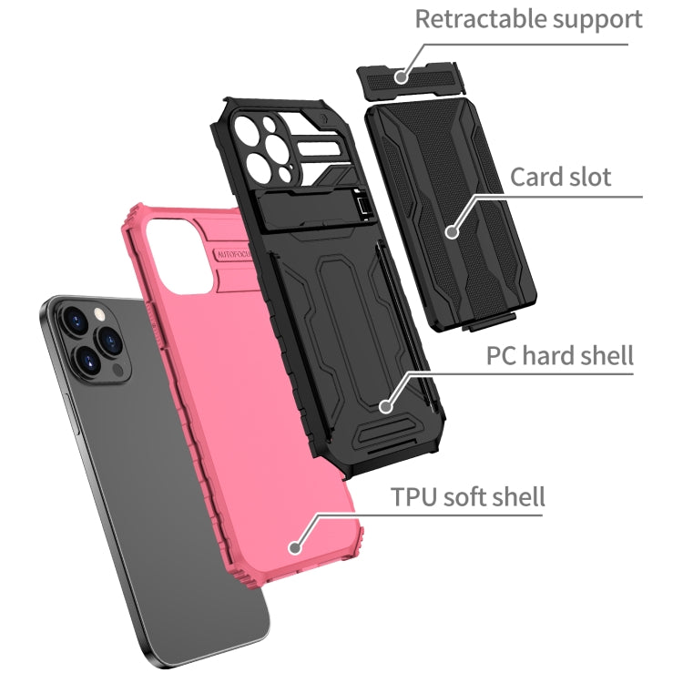 For iPhone 12 Pro Kickstand Armor Card Wallet Phone Case