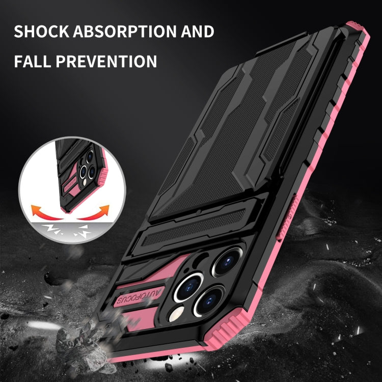 For iPhone 12 Pro Kickstand Armor Card Wallet Phone Case