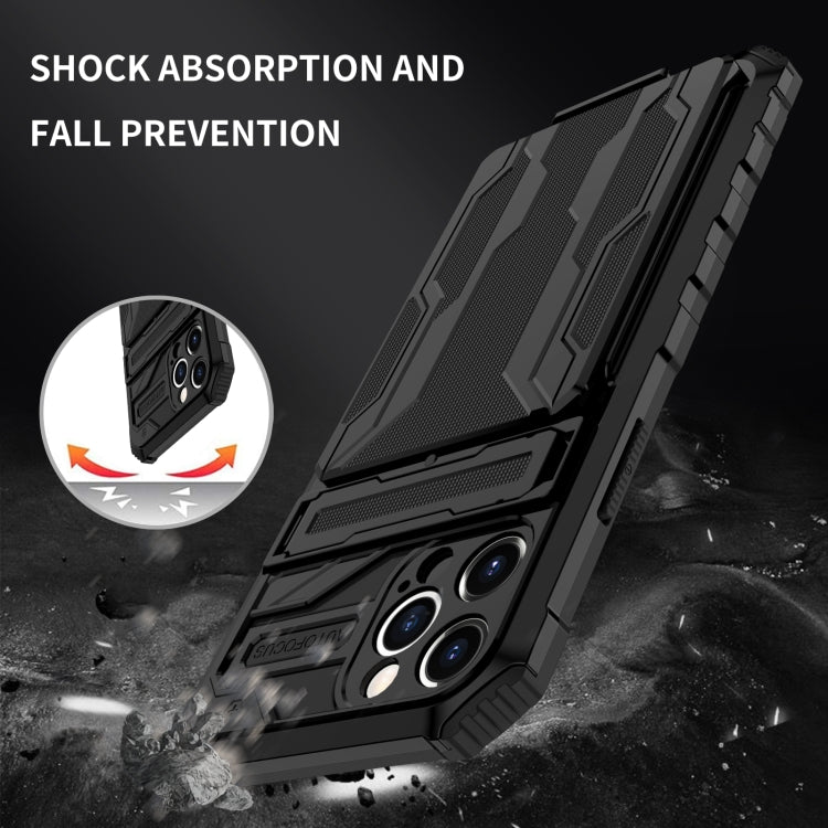 For iPhone 12 Pro Kickstand Armor Card Wallet Phone Case
