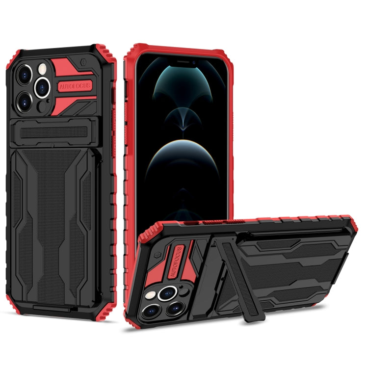 For iPhone 12 Pro Kickstand Armor Card Wallet Phone Case