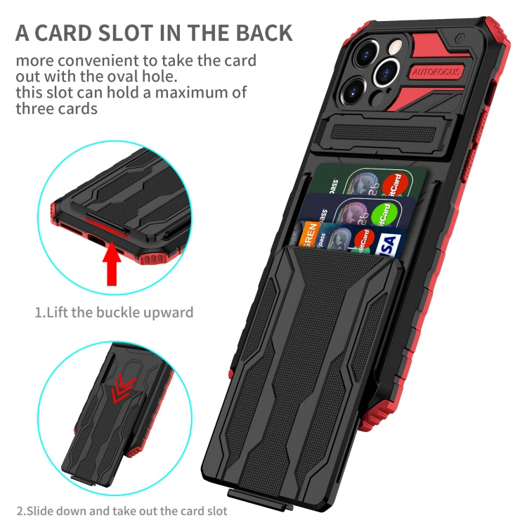 For iPhone 12 Pro Kickstand Armor Card Wallet Phone Case