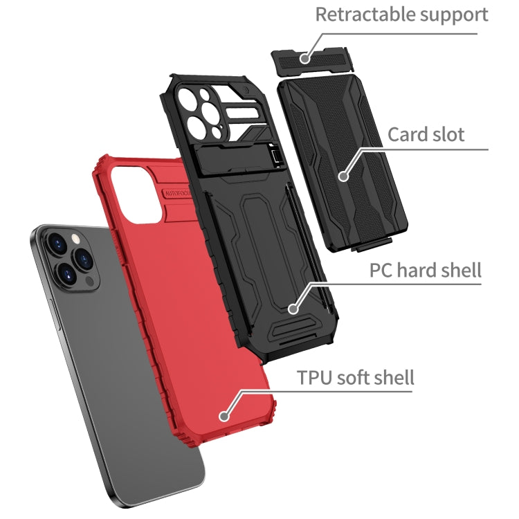 For iPhone 12 Pro Kickstand Armor Card Wallet Phone Case
