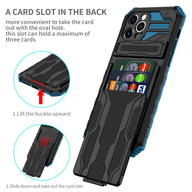 For iPhone 12 Pro Kickstand Armor Card Wallet Phone Case