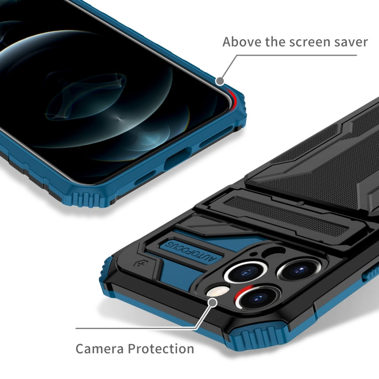 For iPhone 12 Pro Kickstand Armor Card Wallet Phone Case