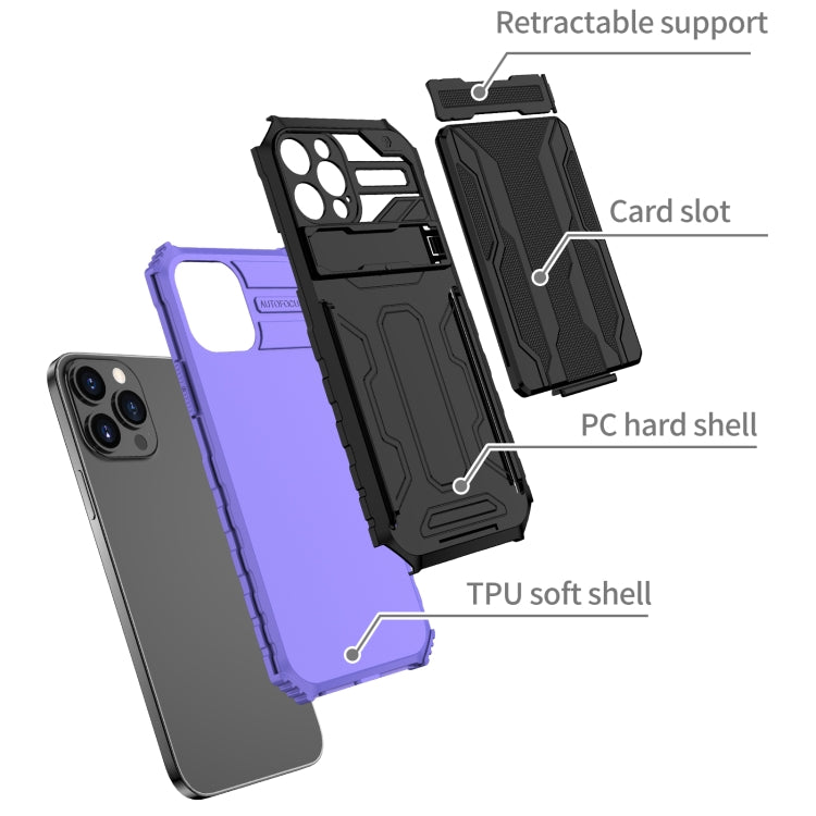For iPhone 12 Pro Kickstand Armor Card Wallet Phone Case