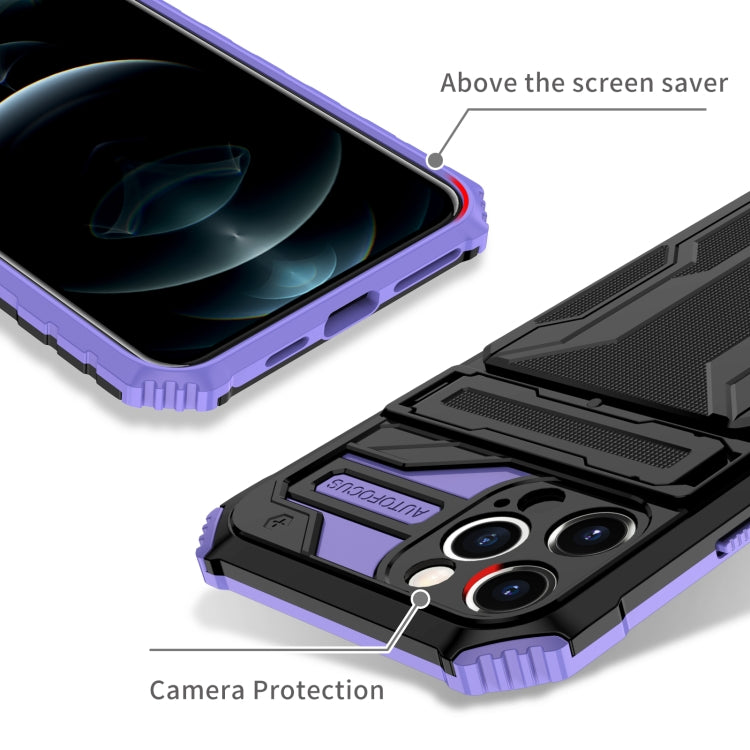 For iPhone 12 Pro Kickstand Armor Card Wallet Phone Case
