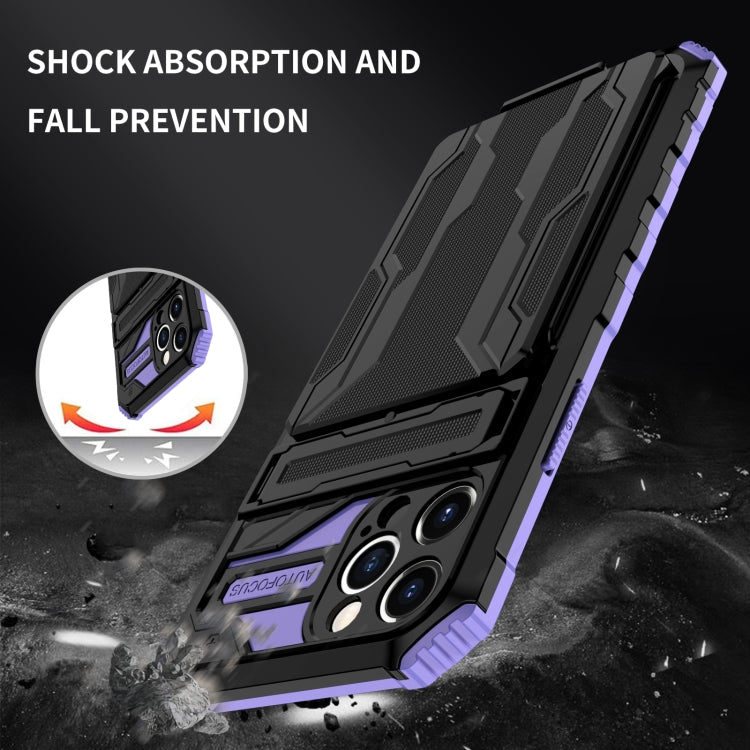 For iPhone 12 Pro Kickstand Armor Card Wallet Phone Case