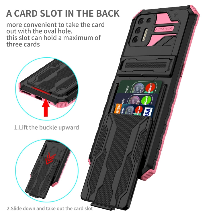For Motorola Moto G9 Plus Armor Card PC + TPU Shockproof Case with Card Slot & Invisible Holder