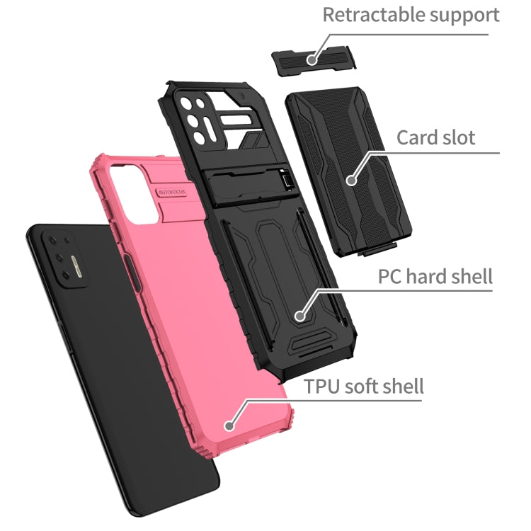 For Motorola Moto G9 Plus Armor Card PC + TPU Shockproof Case with Card Slot & Invisible Holder