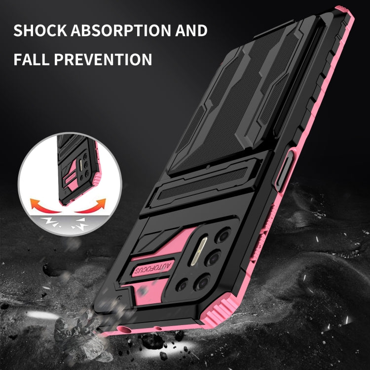 For Motorola Moto G9 Plus Armor Card PC + TPU Shockproof Case with Card Slot & Invisible Holder