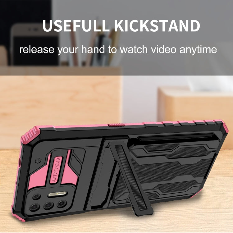 For Motorola Moto G9 Plus Armor Card PC + TPU Shockproof Case with Card Slot & Invisible Holder