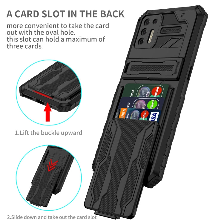 For Motorola Moto G9 Plus Armor Card PC + TPU Shockproof Case with Card Slot & Invisible Holder