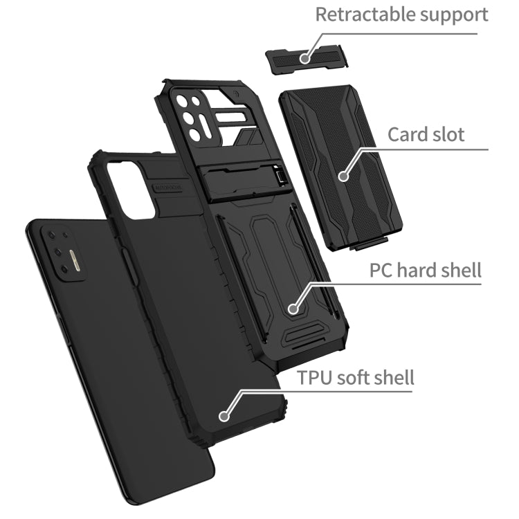 For Motorola Moto G9 Plus Armor Card PC + TPU Shockproof Case with Card Slot & Invisible Holder