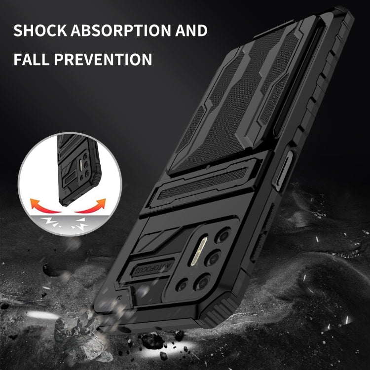 For Motorola Moto G9 Plus Armor Card PC + TPU Shockproof Case with Card Slot & Invisible Holder