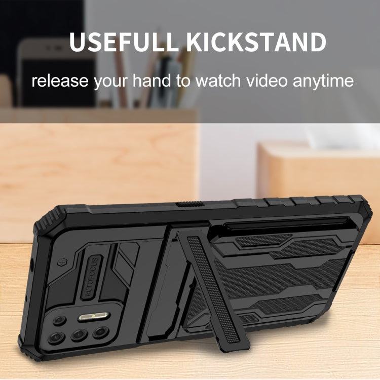 For Motorola Moto G9 Plus Armor Card PC + TPU Shockproof Case with Card Slot & Invisible Holder