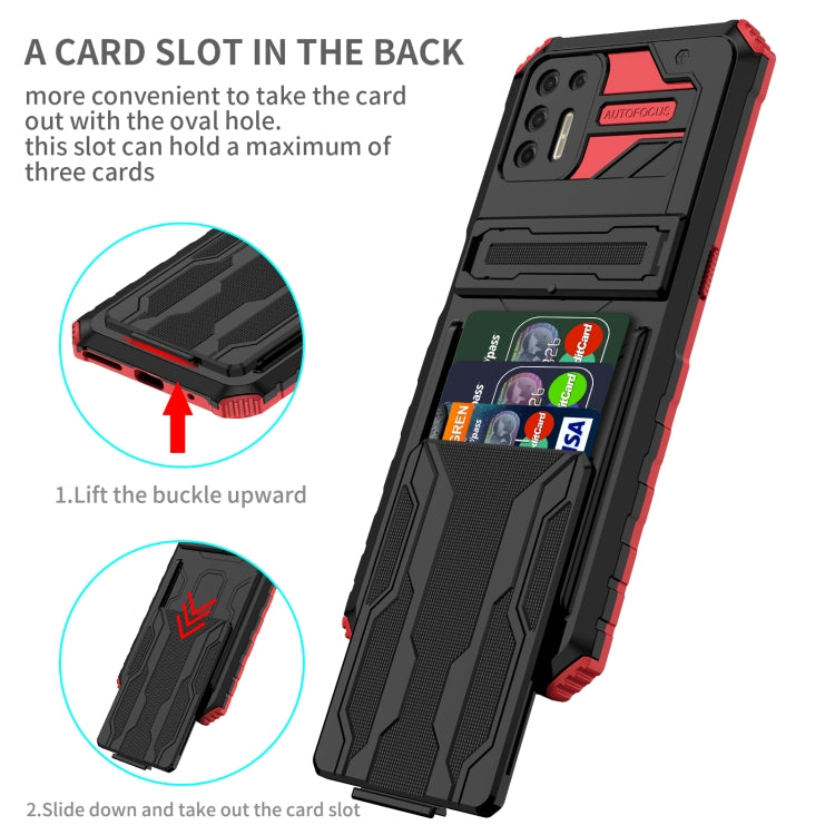 For Motorola Moto G9 Plus Armor Card PC + TPU Shockproof Case with Card Slot & Invisible Holder