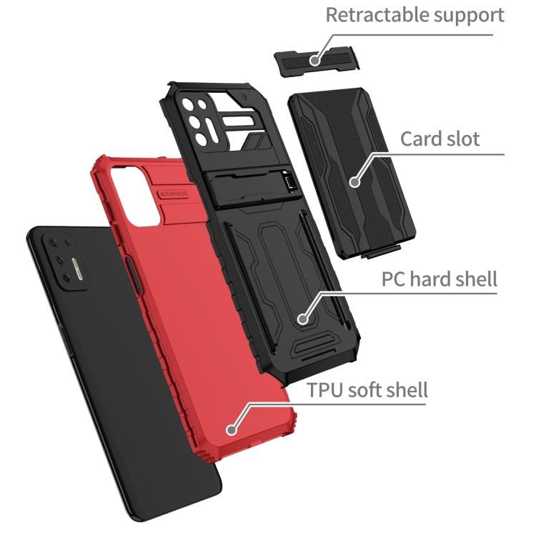 For Motorola Moto G9 Plus Armor Card PC + TPU Shockproof Case with Card Slot & Invisible Holder