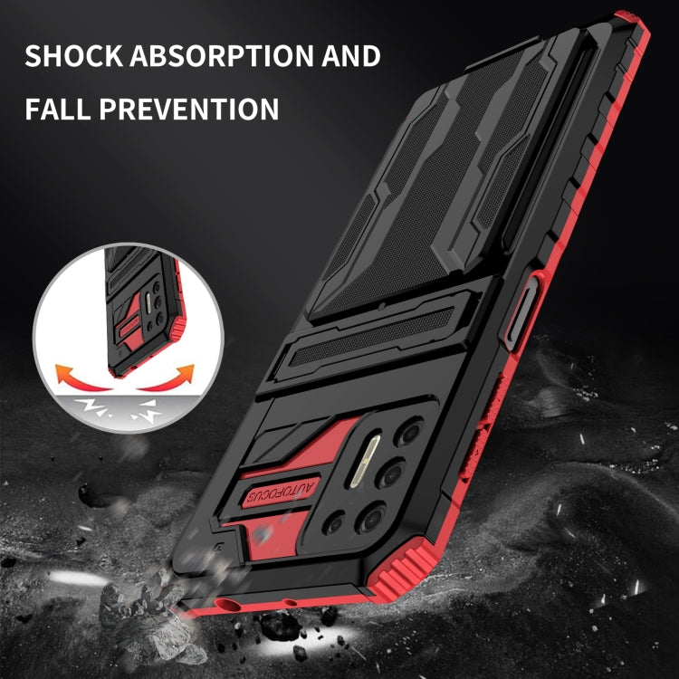 For Motorola Moto G9 Plus Armor Card PC + TPU Shockproof Case with Card Slot & Invisible Holder