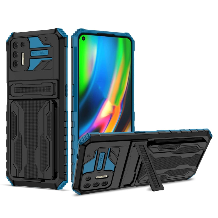For Motorola Moto G9 Plus Armor Card PC + TPU Shockproof Case with Card Slot & Invisible Holder