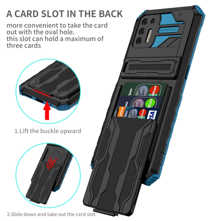 For Motorola Moto G9 Plus Armor Card PC + TPU Shockproof Case with Card Slot & Invisible Holder