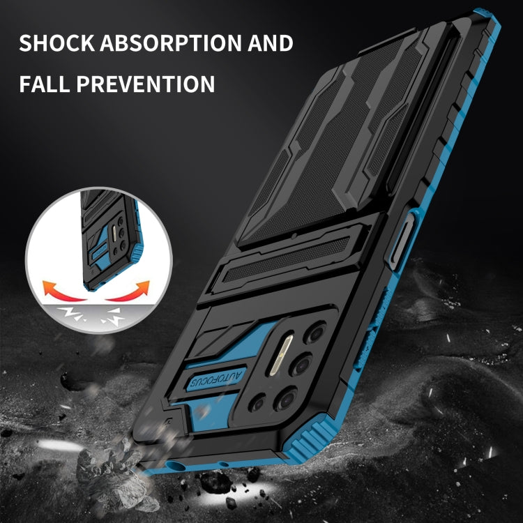 For Motorola Moto G9 Plus Armor Card PC + TPU Shockproof Case with Card Slot & Invisible Holder