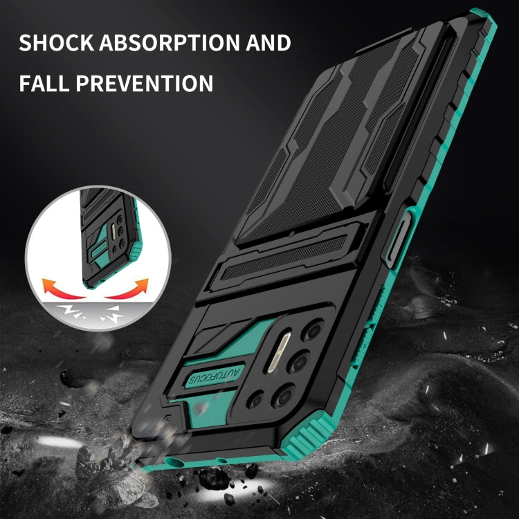 For Motorola Moto G9 Plus Armor Card PC + TPU Shockproof Case with Card Slot & Invisible Holder