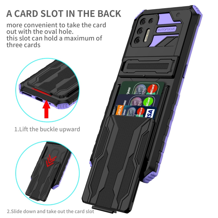 For Motorola Moto G9 Plus Armor Card PC + TPU Shockproof Case with Card Slot & Invisible Holder