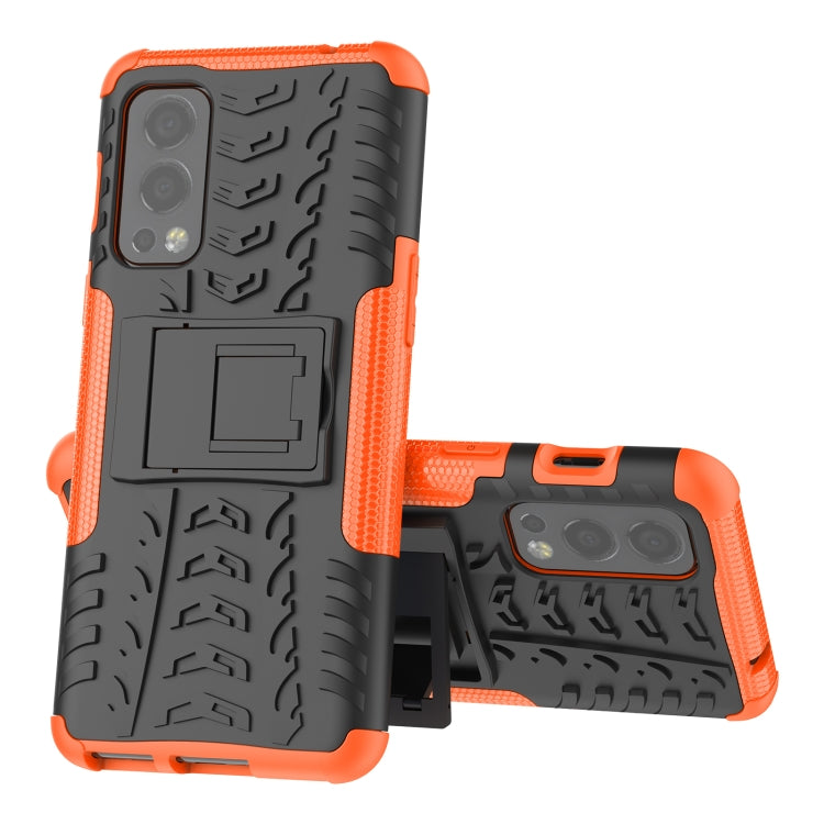 For OnePlus Nord 2 5G Tire Texture Shockproof TPU+PC Protective Case with Holder