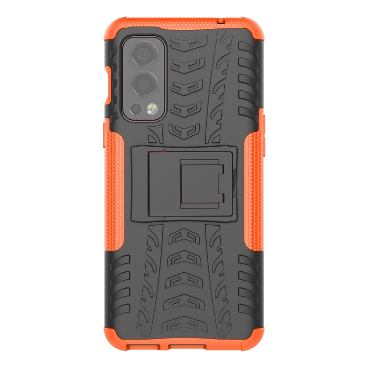 For OnePlus Nord 2 5G Tire Texture Shockproof TPU+PC Protective Case with Holder