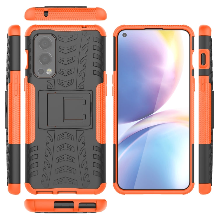 For OnePlus Nord 2 5G Tire Texture Shockproof TPU+PC Protective Case with Holder