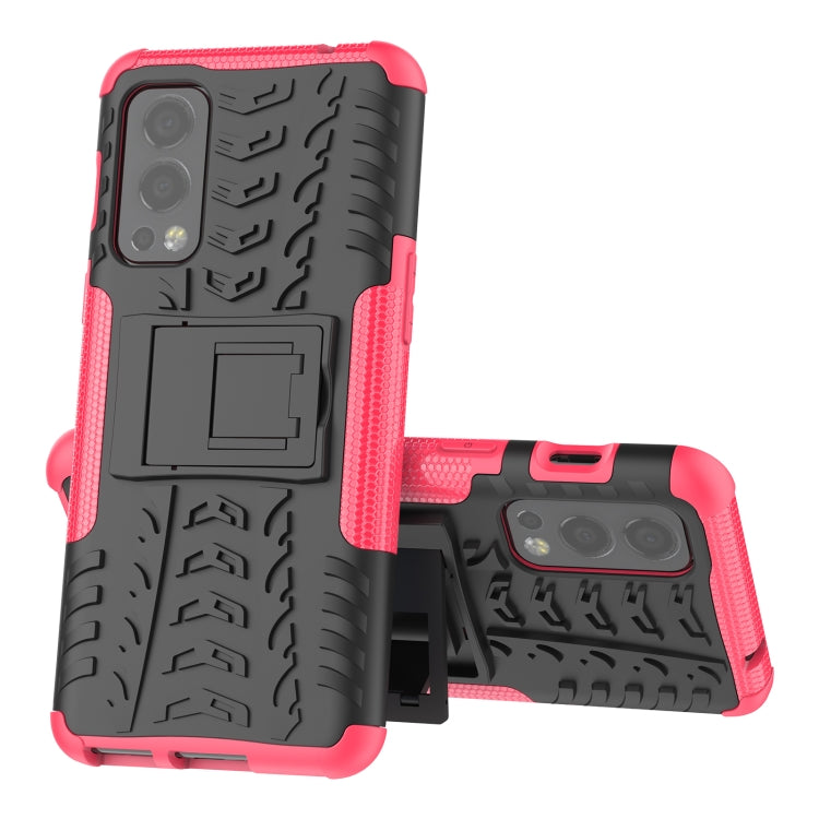 For OnePlus Nord 2 5G Tire Texture Shockproof TPU+PC Protective Case with Holder