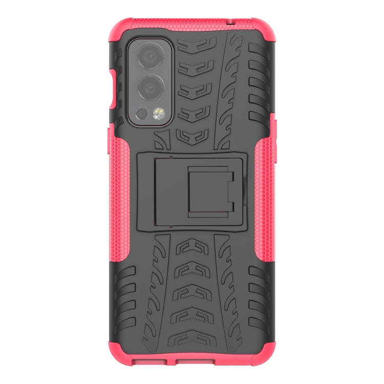 For OnePlus Nord 2 5G Tire Texture Shockproof TPU+PC Protective Case with Holder