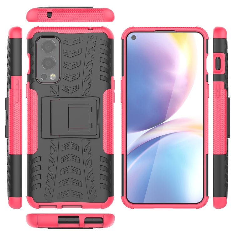For OnePlus Nord 2 5G Tire Texture Shockproof TPU+PC Protective Case with Holder