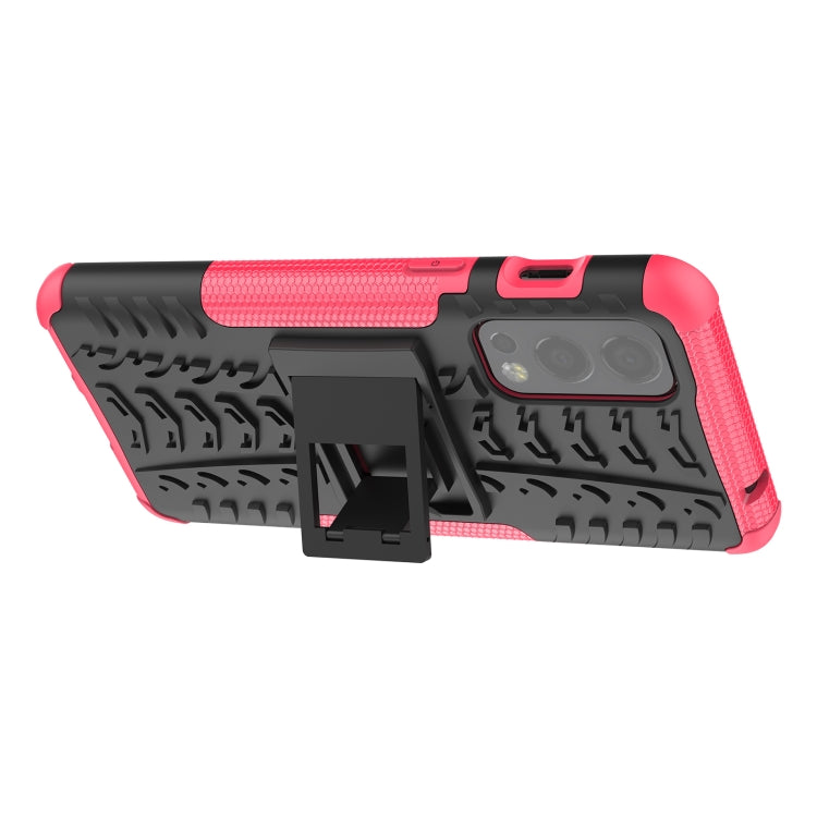 For OnePlus Nord 2 5G Tire Texture Shockproof TPU+PC Protective Case with Holder